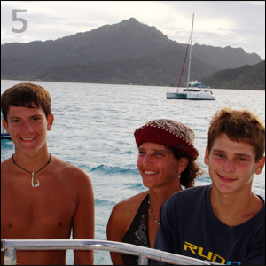 Between the ages of 18 and 21, Tania AEBI circumnavigated the globe alone, on her 26' sloop Varuna. 22 years later, she undertakes a 'school year' voyage with her 2 teenage sons. Shangri La is captained for 5 months by Mom, 5 months by Dad!